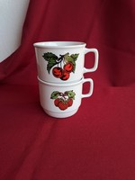 Rare Zsolnay Cherry Strawberry Fruity Cocoa Mug Nostalgia Collector Village Peasant Decoration