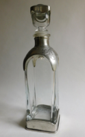 Antik, ónnal díszített (Rein Zinn), különleges, formába fújt üvegpalack dugóval