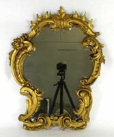 1K602 Antik faragott aranyozott barokk tükör 73 x 58 cm