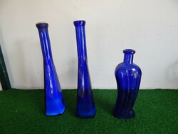 3 purple, cobalt blue vases, 28--28--20 cm.