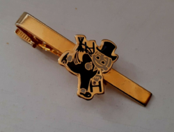 Marked gilt tie clip with lucky fire enamel chimney sweep decoration