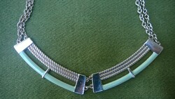 Blue collar necklace with turquoise enamel