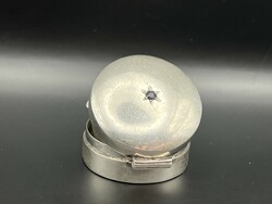 Silver box with sapphire stones, round shape