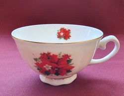 Német porcelán mikulás virágos teás kávés csésze karácsonyi