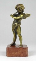 Ancient Copper Cupid Statue on Pedestal 11.5 cm