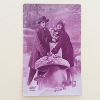 Régi újévi képeslap 1926 vintage fotó levelezőlap