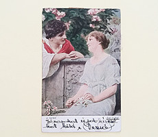 Régi képeslap 1921 A. Seifert szerelmespár levelezőlap