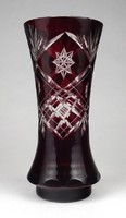 0U461 Bordóra színezett üveg váza 17 cm