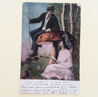 Régi képeslap 1909 szerelmespár fotó levelezőlap