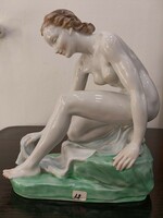 25cm extremely rare! Herend bath woman naked with a towel