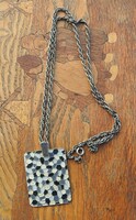 Antique art deco mosaic silver pendant with chain