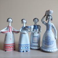 Gyűjtői J. Seregély Márta Hollóházi Tálas, Madaras lány  figurái