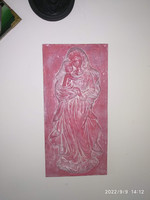 Nagy méretű Szűz Mária kis Jézussal relief, plakett, domború kép, falidísz, dombormű