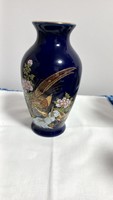 Vintage Japán kobalt, kézzel festett,aranyozott kék váza 1980-as évekből,jelzett, hibátlan