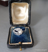 Régi gyöngy , markazit ezüst gyűrű harcsás jelzéssel