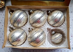 Old West German large glass sphere Christmas tree ornaments 5+1pcs 8cm