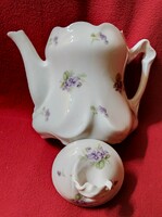 Porcelán kávés kanna, ibolya virág mintás díszítéssel - eladó