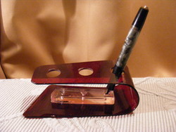 Plexi asztali tolltartó + egy dugattyús töltőtoll