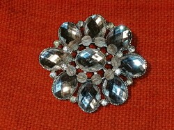 Silver-colored, mirror-like flower brooch (455)