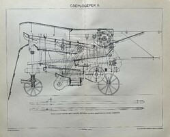 Antique 19th Sz threshing machines ii technical print-paper- drawing, mechanical engineering, mechanism