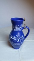 Blue glazed folk ceramic jar