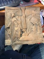 Dombormű bronzból, szignált, 20 x 20 cm-es ritkaság, gyűjtőknek.7458