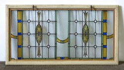 1L035 Antik színes ólomüveg ablak 55.5 x 113 cm