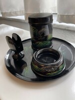 Hand painted 4 pcs Chinese lacquer wood smoking set.