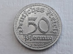 Germany 50 pfennig 1922 d coin - Weimar Republic 50 pfennig 1922 foreign coin