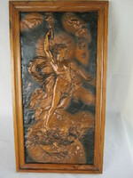 Galvanoplasztika dombor fali dísz kép nagy méret 54 cm