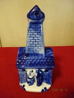 German porcelain figure, blue house - church, with a couple kissing. He has! Jokai.
