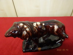 Hungarian glazed ceramic figure, hand-painted lion. He has! Jokai.