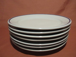 7 db retro Alföldi kék csíkos lapos tányér