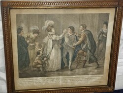 Old print: queen elisabeth consulting the earl of essex and ch lord homard