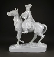 1G256 Nagyméretű Herendi porcelán csikóslegény lovon 40.5 cm