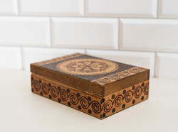 Retro Polish carved / burnt pattern wooden box