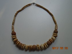 Tribal necklaces made of large hand-carved bone and wood beads 57 cm