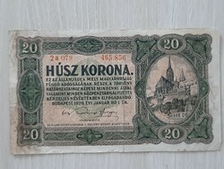 Húsz korona  1920    20 korona   sorszám között pont van