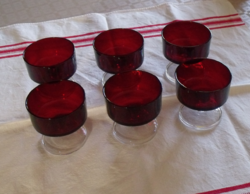 Old beautiful set of ruby-red / burgundy French glasses - stemmed glasses - mailable!