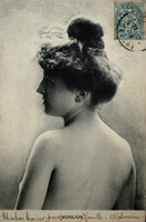 Antik erotikus fotó képeslap hölgy hátaktja
