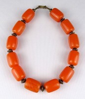 1L262 Retro fűzött narancssárga bizsu nyaklánc gyöngysor 50 cm