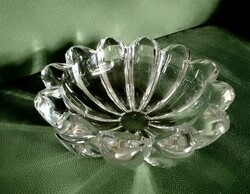 Vintage crystal glass bowl serving ornament heavy, thick-walled, elegant, high-quality piece in the shape of a flower cup
