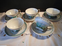 Szépséges régi 5 db-os kézi festésű porcelán kávézó teázó