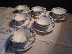 szépséges régi 6 db-os kézi festésű porcelán kávézó