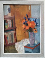Tamás Ervin  (1922-1996)  Csendélet c.Képcsarnokos Festménye Eredeti Garanciával
