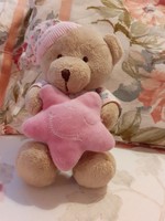 TEDDY BEAR - Early Days plüss maci pizsamában sapkában egy rózsaszín csillag a kezében