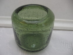 Green bubble glass candle holder