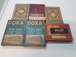 Omega, doxa.Langendorf, tissot watch parts boxes in good condition.