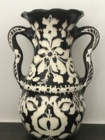 Antik hódmezővásárhelyi Fejes Sándor váza, 20 cm magas