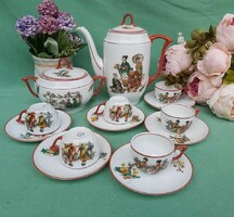 Gésás coffee set bird porcelains cup sugar holder cream collectors beautiful pieces of oriental